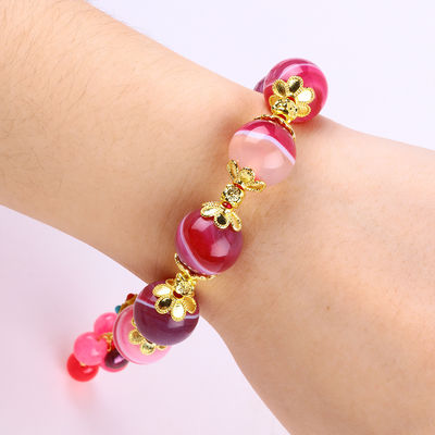 14 mm pembe akate taş bilezik Mor dokuz kuyruklu tilki oyma ile