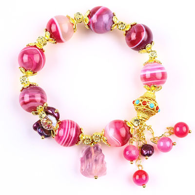 14 mm pembe akate taş bilezik Mor dokuz kuyruklu tilki oyma ile