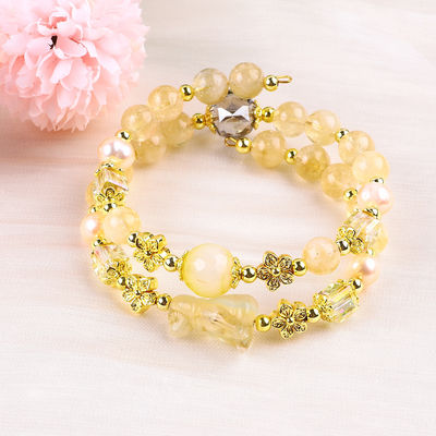 8mm Mercekli Sarı Citrine Kristal Bilezik Köpek Oymacılığı