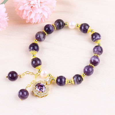 10mm Marangoz Rüya Ametist Taş Stretch Bilezikler Mor Bling Bling Büyüsüyle