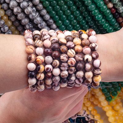 8mm Avusturyalı Zebra Jasper Gemstone Beads Healing Crystal Stone Beads Mücevher Yapımı için