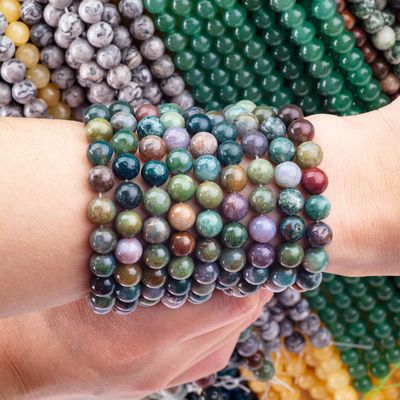 8mm Hint Agate Gemstone İnciler Temizleme Kristal Taş İnciler Mücevher Yapım için