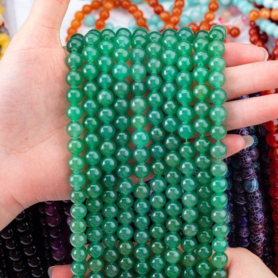 8MM Koyu Yeşil Aventurine Kristal Taş Yumuşak Yuvarlak Toplu Yumuşak İnce İnce Mücevher Yapımında