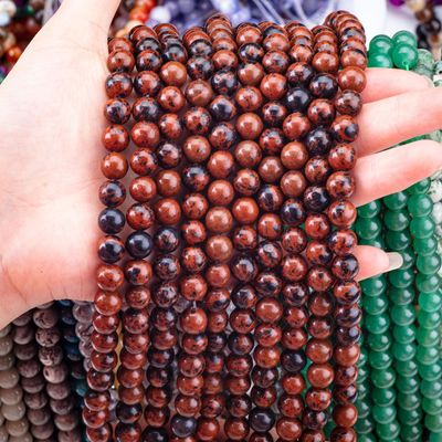8MM Mahogany Jasper Eliyle Yapılmış DIY İnci Mücevher Yapımı İçin Yumuşak Yumuşak Yumuşak İnce