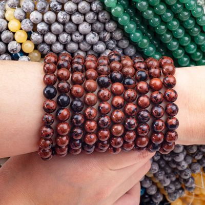 8MM Mahogany Jasper Eliyle Yapılmış DIY İnci Mücevher Yapımı İçin Yumuşak Yumuşak Yumuşak İnce