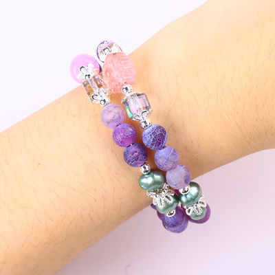 8MM El yapımı DIY Hava koşullarına karşı korunan Agate Kristal Yuvarlak Boncuk Düzenlenebilir Çift Katmanlı Bilezik