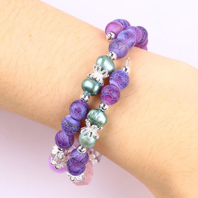 8MM El yapımı DIY Hava koşullarına karşı korunan Agate Kristal Yuvarlak Boncuk Düzenlenebilir Çift Katmanlı Bilezik
