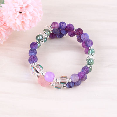 8MM El yapımı DIY Hava koşullarına karşı korunan Agate Kristal Yuvarlak Boncuk Düzenlenebilir Çift Katmanlı Bilezik