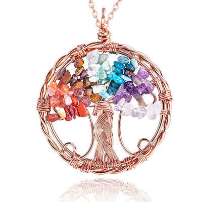 Unisex Çakra Gemstone Bilezik Çakra Ağacı Kolye Özel Logo Kabul