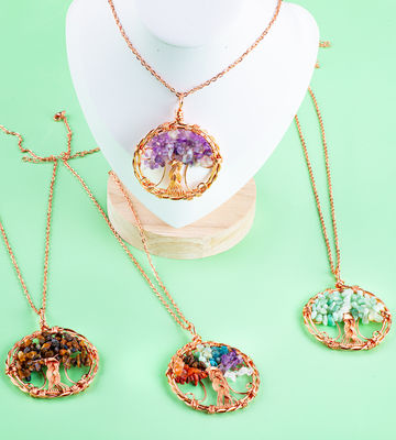 Unisex Çakra Gemstone Bilezik Çakra Ağacı Kolye Özel Logo Kabul