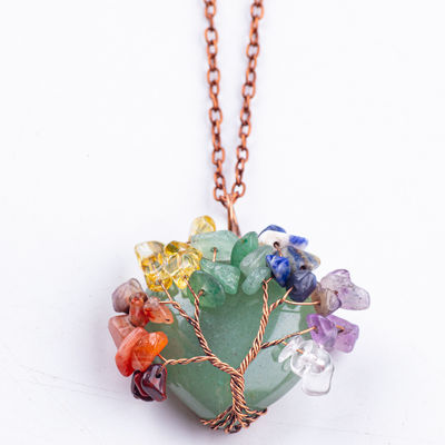 Unisex Yeşil Aventurine Çakra Şifa Kristal Kolye Çakra Taş Kolye