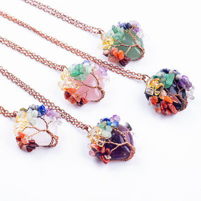 Unisex Yeşil Aventurine Çakra Şifa Kristal Kolye Çakra Taş Kolye