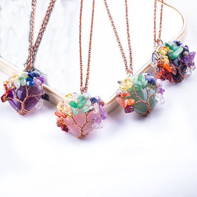 Unisex Yeşil Aventurine Çakra Şifa Kristal Kolye Çakra Taş Kolye