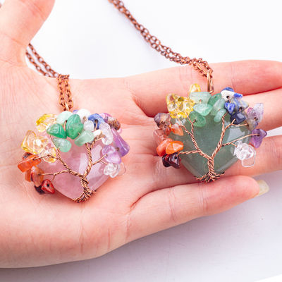 Unisex Yeşil Aventurine Çakra Şifa Kristal Kolye Çakra Taş Kolye
