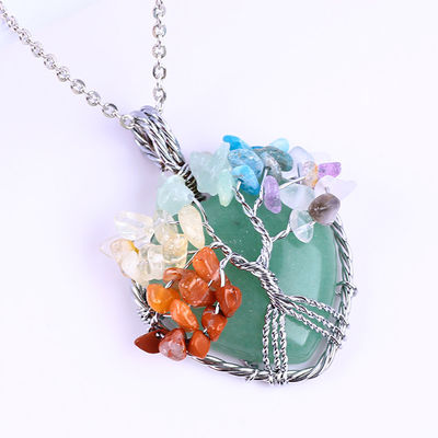 Yeşil Aventurine Ruhsal Çakra Meditasyon Yaşam Ağacı Kalp Çakra Kristal Taş Kolye