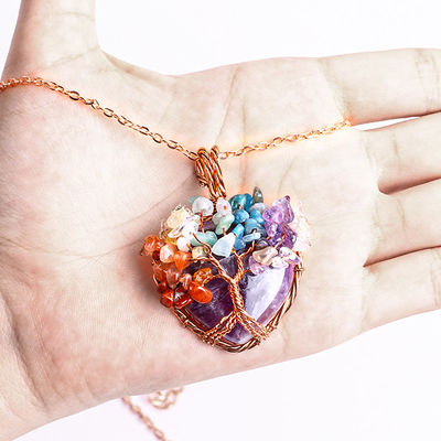 Yeşil Aventurine Ruhsal Çakra Meditasyon Yaşam Ağacı Kalp Çakra Kristal Taş Kolye