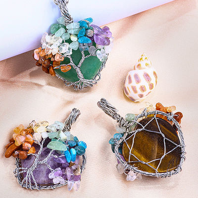 Yeşil Aventurine Ruhsal Çakra Meditasyon Yaşam Ağacı Kalp Çakra Kristal Taş Kolye