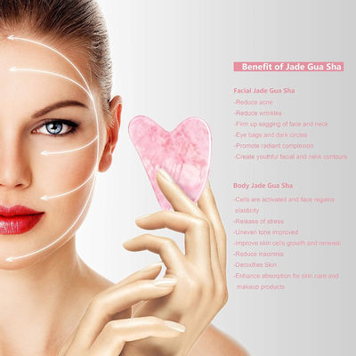 Yumuşak Kristal Gül Kuvars Gua Sha Tahta Yeşim Yüz Taşı Yaşlanmaya Karşı