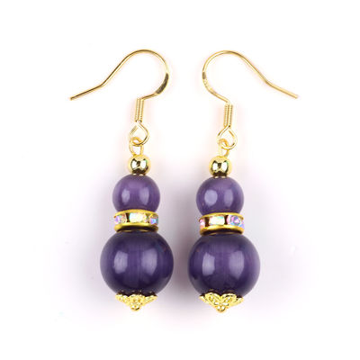 Mor kedi gözü mücevher dökme küpeler Dangle 8MM 10MM boncuk