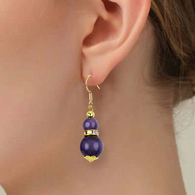 Mor kedi gözü mücevher dökme küpeler Dangle 8MM 10MM boncuk