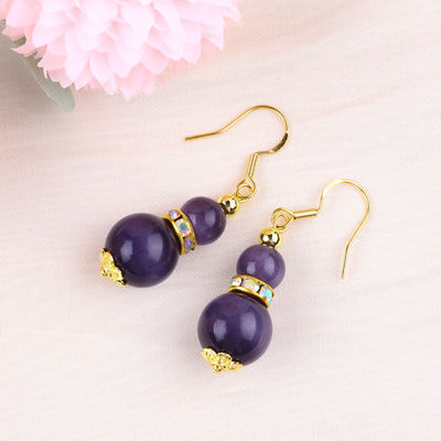 Mor kedi gözü mücevher dökme küpeler Dangle 8MM 10MM boncuk