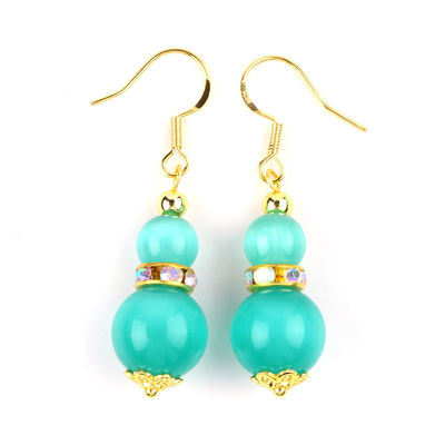 8MM 10MM Yeşil Kedi Gözü Gemstone Sanat Kolye Dangle Kısa Top Şekilli Kolye Mücevherlik Hediye