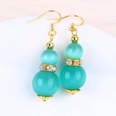 8MM 10MM Yeşil Kedi Gözü Gemstone Sanat Kolye Dangle Kısa Top Şekilli Kolye Mücevherlik Hediye