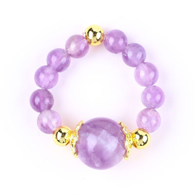 El yapımı eşsiz 4MM Ametist Kristal Gemstone Günlük Kullanım için Düzenlenebilir Elastik Yüzük