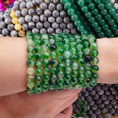 8mm Açık Moss Agate Gemstone İnciler Temizleyici Kristal Taş İnciler Mücevher Yapımı İçin