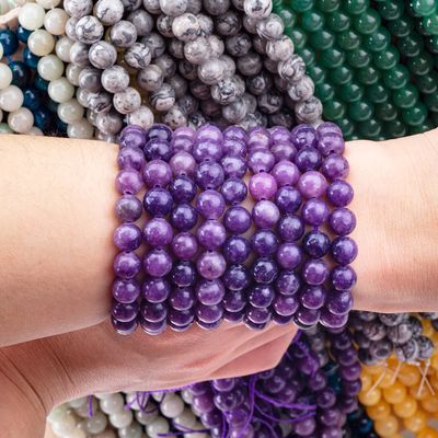 8mm Yüksek Kalite Açık Mor Galaksi Agat Gemstone Marangozları Temizleyici Kristal Taş Marangozları Mücevher Yapımı İçin