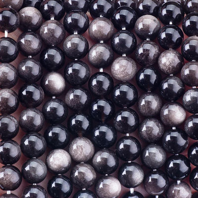 8mm Gümüş Obsidian Gemstone Beads Healing Crystal Stone Beads Mücevher yapımı için