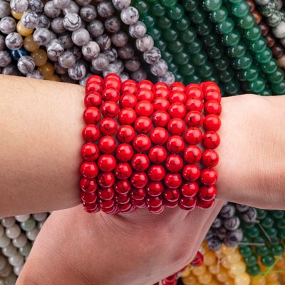 8 mm yapay kırmızı turkuaz taşlar Temizleme Kristal taşlar mücevher yapmak için