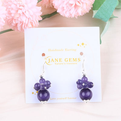 8mm Mor Kedi Gözü El yapımı DIY Boncuk Dangle Çiçek Kulaklık Günlük Kullanım İçin Eşsiz Tasarım Kulaklık