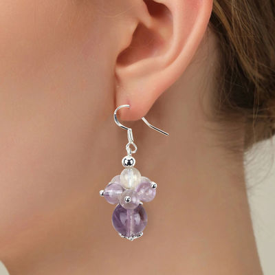 Doğal Taş Bileklik 8MM 10MM Şifacı Lavanda Azeztulit Kristal Marangoz Dangle Çiçek Bileklik
