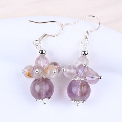 Doğal Taş Bileklik 8MM 10MM Şifacı Lavanda Azeztulit Kristal Marangoz Dangle Çiçek Bileklik