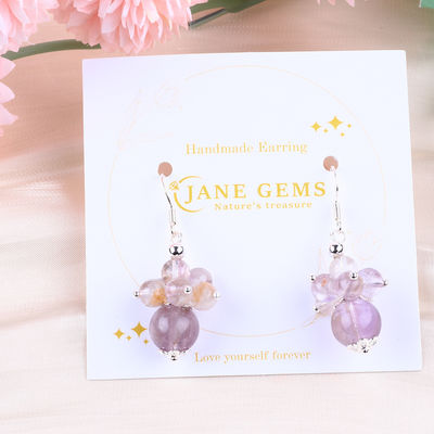Doğal Taş Bileklik 8MM 10MM Şifacı Lavanda Azeztulit Kristal Marangoz Dangle Çiçek Bileklik