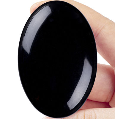 Doğal cilalanmış siyah obsidian palmiye taşı siyah obsidian cep endişesi mücevher Stresi azaltmak için ev dekorasyonu