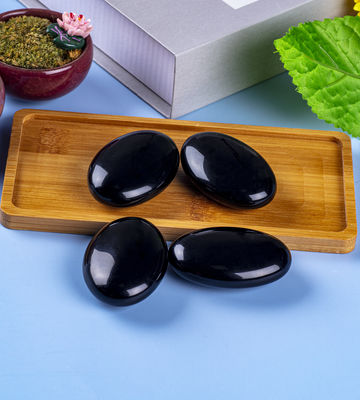 Doğal cilalanmış siyah obsidian palmiye taşı siyah obsidian cep endişesi mücevher Stresi azaltmak için ev dekorasyonu