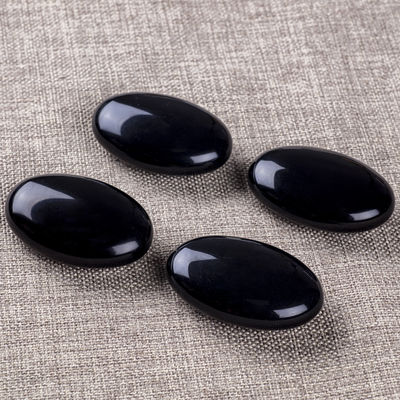 Doğal cilalanmış siyah obsidian palmiye taşı siyah obsidian cep endişesi mücevher Stresi azaltmak için ev dekorasyonu