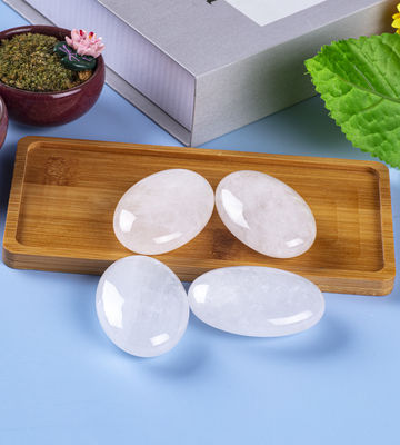 Doğal Açık Kuvars Palmiye Taşı Unisex Oval Açık Kuvars Taşı Reiki Enerji Çakra Meditasyon Anksiyete Serbestleştirici