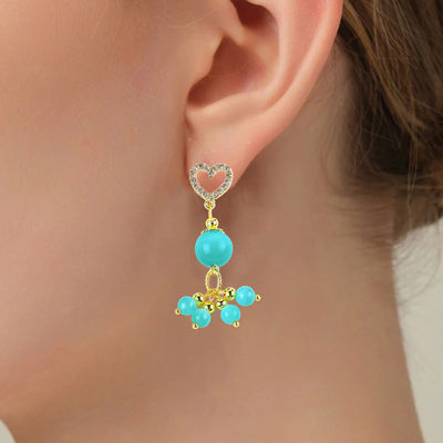 El yapımı 6MM 12MM yeşil kedi gözü taş hediye vermek için kalp stud Dangle küpesi ile