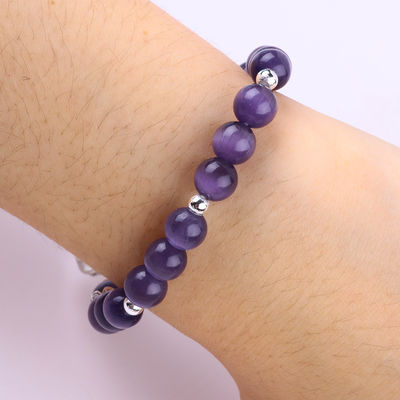 Gemstone Kırmızı Kedi Gözü Ayı ile El Yapımı Yuvarlak Şekil Germe Boncuk Bilezik Mücevher Hediye