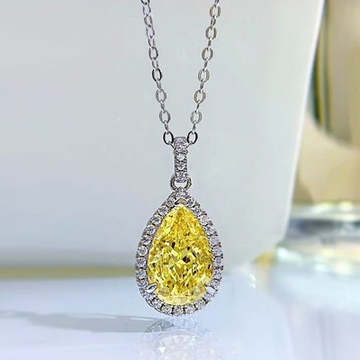 Sarı Gemstone Dekor Su Damlası Kolye Moda Zirkon Mücevher