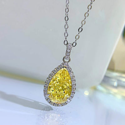 Sarı Gemstone Dekor Su Damlası Kolye Moda Zirkon Mücevher