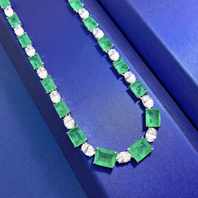 Lüks Gelinlik Pembe / Yeşil Gemstone Kolye Düğün ve Hediye için