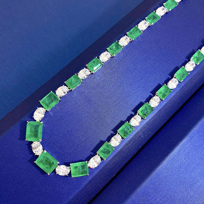 Lüks Gelinlik Pembe / Yeşil Gemstone Kolye Düğün ve Hediye için