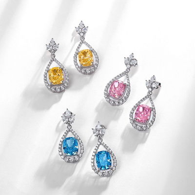Şık 925 Sterling Gümüş Pembe Gemstone Oval Halo Küpeler