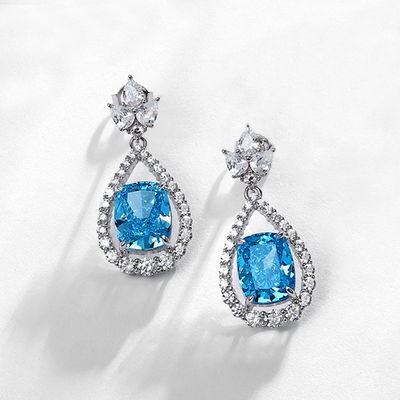 Şık 925 Sterling Gümüş Pembe Gemstone Oval Halo Küpeler