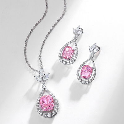 Şık 925 Sterling Gümüş Pembe Gemstone Oval Halo Küpeler