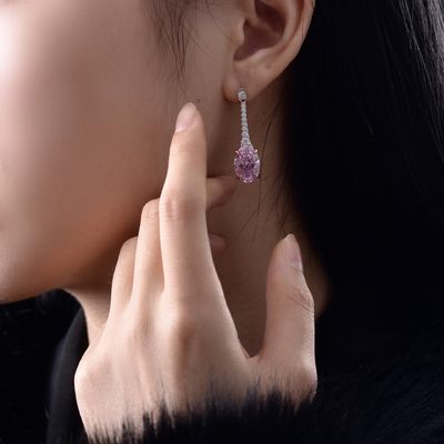 925 Sterling Gümüş Zirkon Uzun Oval Kulaklık Özel Renk